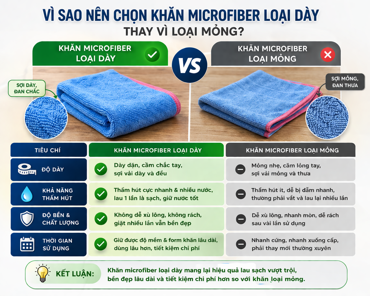 Sự khác biệt giữa dòng khăn dày dặn và khăn mỏng Sự khác biệt giữa dòng khăn dày dặn và khăn mỏng