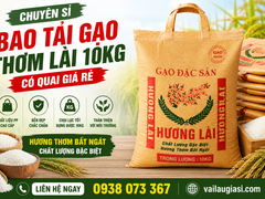 CHUYÊN SỈ BAO TẢI GẠO THƠM LÀI 10KG CÓ QUAI GIÁ RẺ