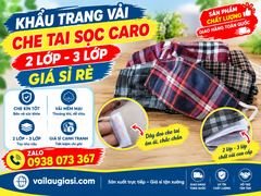 Khẩu Trang Vải Che Tai Sọc Caro 2 Lớp 3 Lớp Giá Sỉ Rẻ