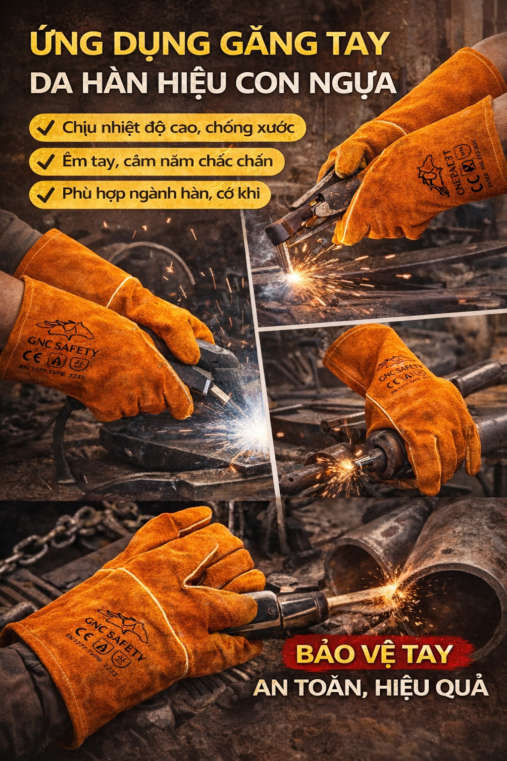 Ứng dụng của găng tay da hàn Ứng dụng của găng tay da hàn