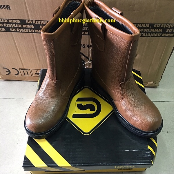 Ủng da bảo hộ mũi thép đế thép Usafety US-SLB-102B chính hãng