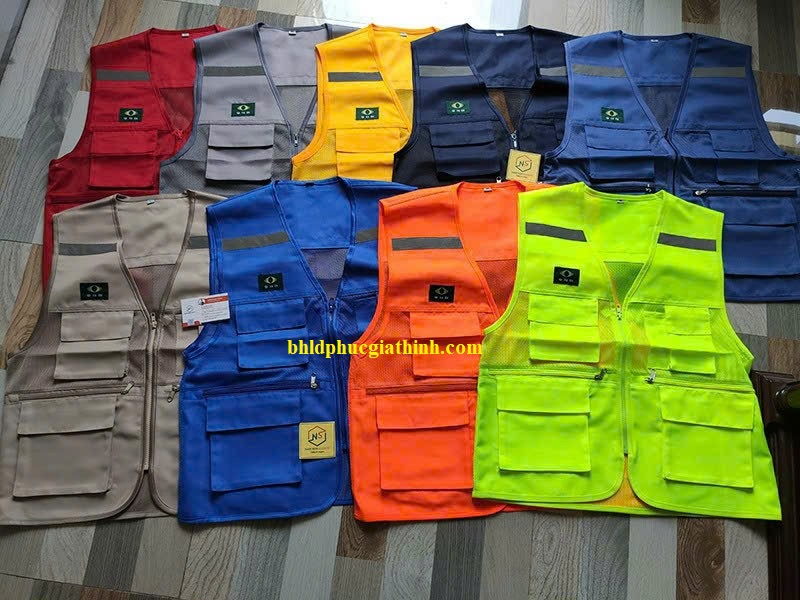 Áo bảo hộ ghi lê phản quang vải Ford cao cấp 6 túi