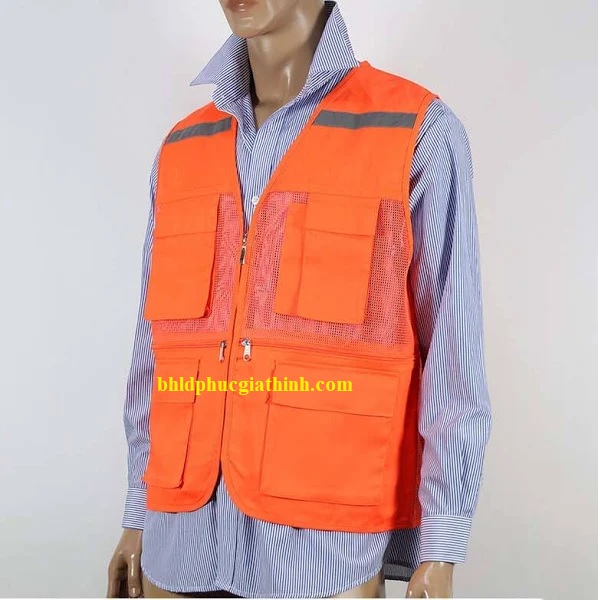 Áo bảo hộ ghi lê phản quang vải Ford cao cấp 6 túi