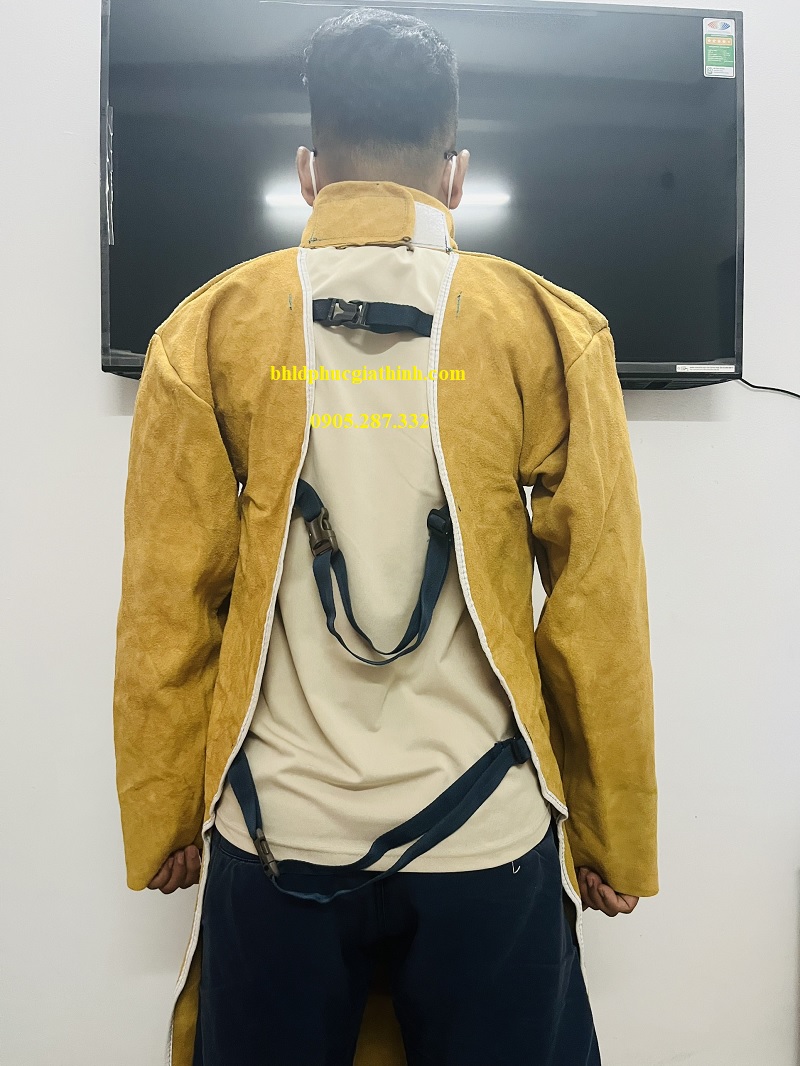 Áo khoát da bò chịu nhiệt dùng cho thợ hàn