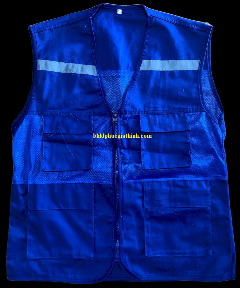 Áo bảo hộ ghi lê phản quang 4 túi hộp 1 dây kéo