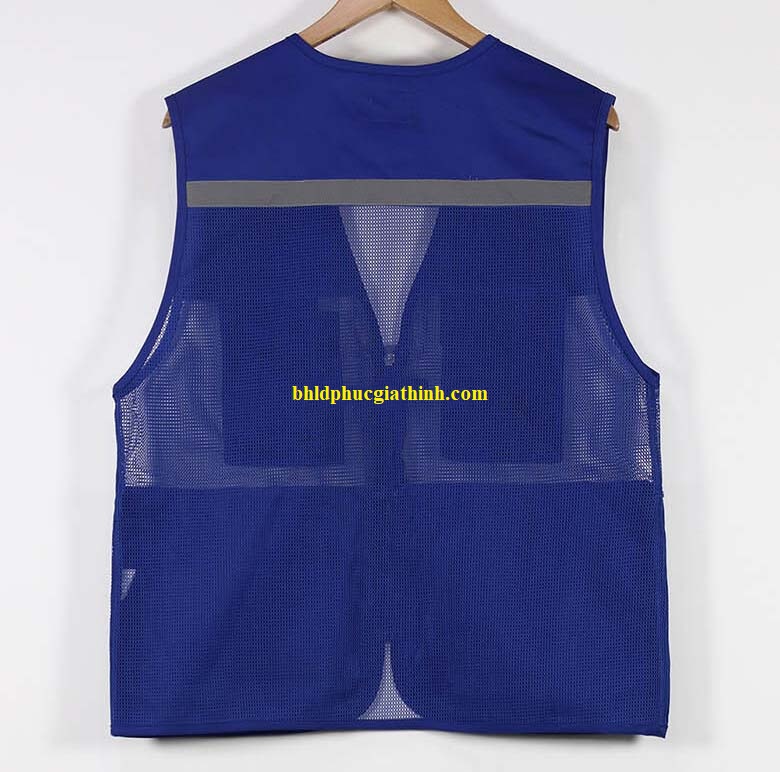 Áo bảo hộ ghi lê phản quang 4 túi hộp 1 dây kéo