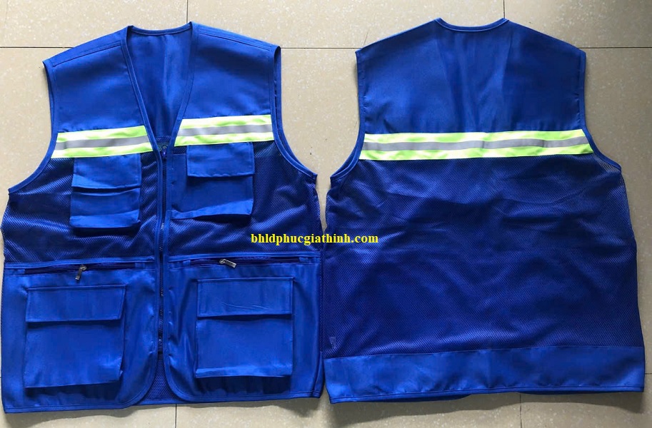 Áo bảo hộ Ghi lê phản quang 6 túi 3 dây kéo