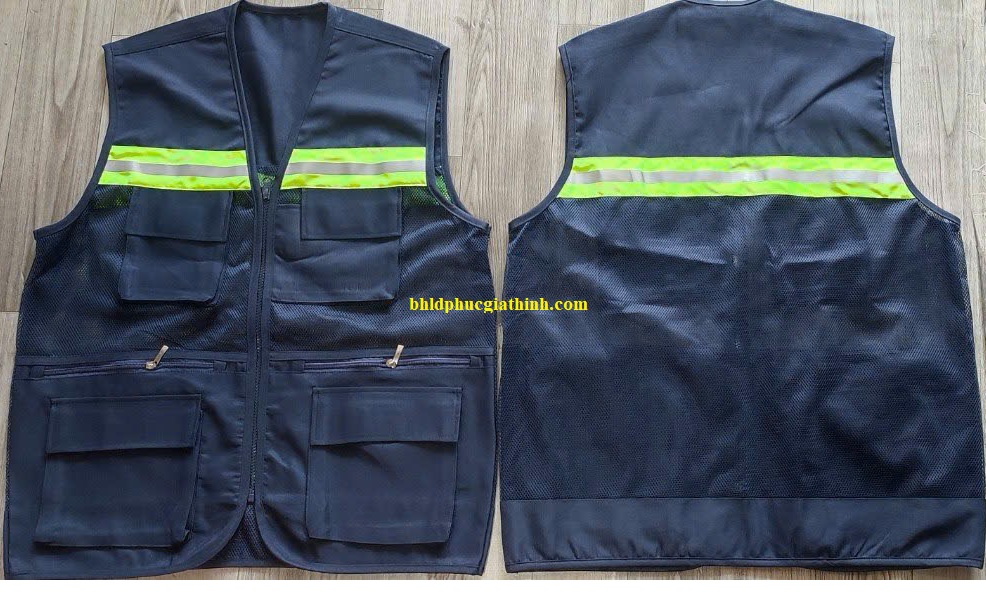 Áo bảo hộ Ghi lê phản quang 6 túi 3 dây kéo
