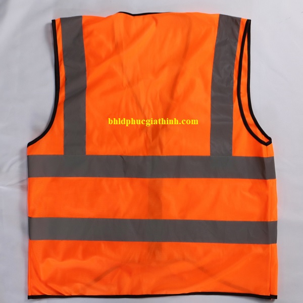 Áo lưới vải Palize 4 túi hộp màu cam phản quang Poly sáng cao 5cm