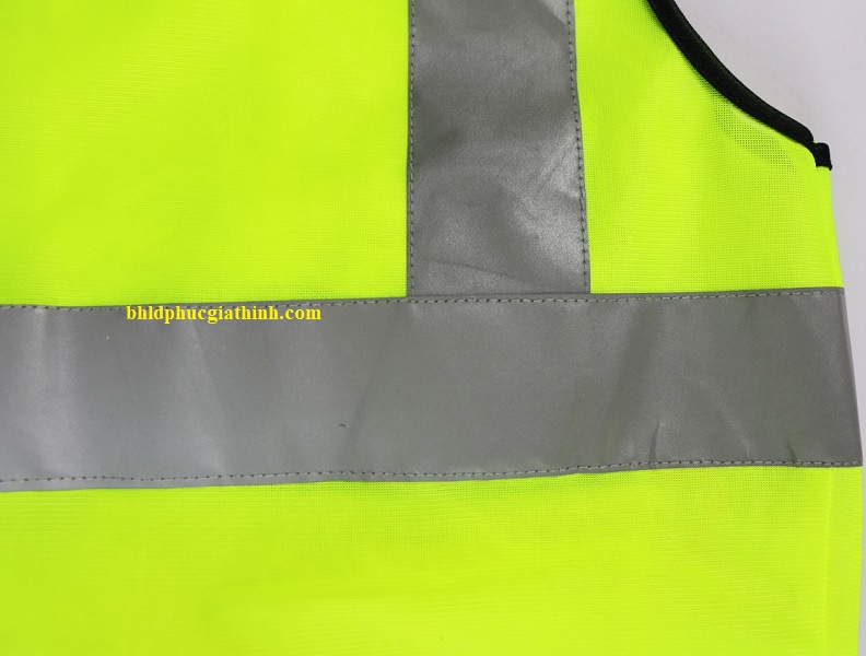 Áo lưới vải Palize 4 túi hộp màu xanh chuối phản quang Poly sáng cao 5cm