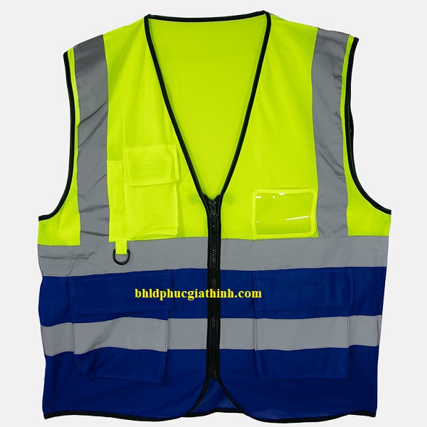 Áo lưới phản quang vải Palize 4 túi hộp màu xanh dạ