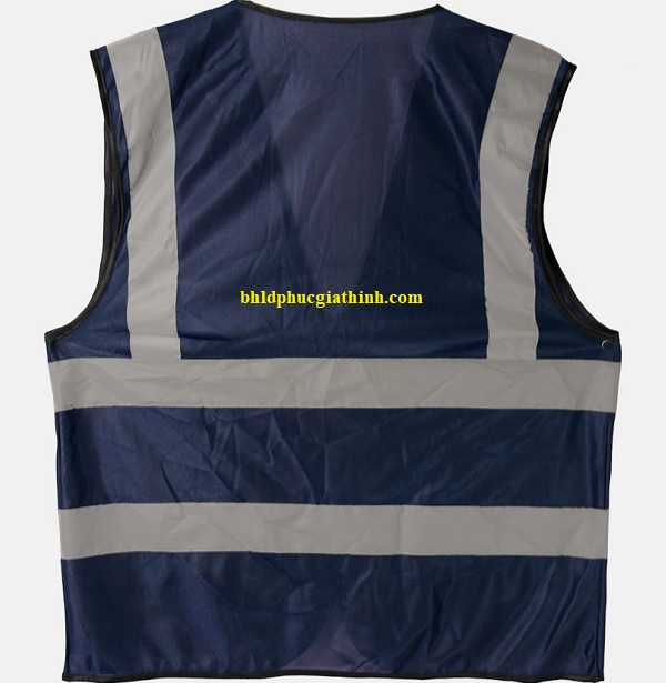 Áo lưới vải Palize 4 túi hộp màu xanh đen phản quang Poly sáng cao 5cm