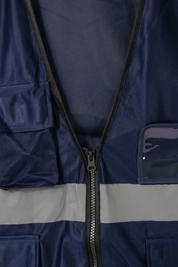 Áo lưới vải Palize 4 túi hộp màu xanh đen phản quang Poly sáng cao 5cm