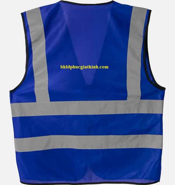 Áo lưới vải Palize 4 túi hộp màu xanh dương phản quang Poly sáng cao 5cm