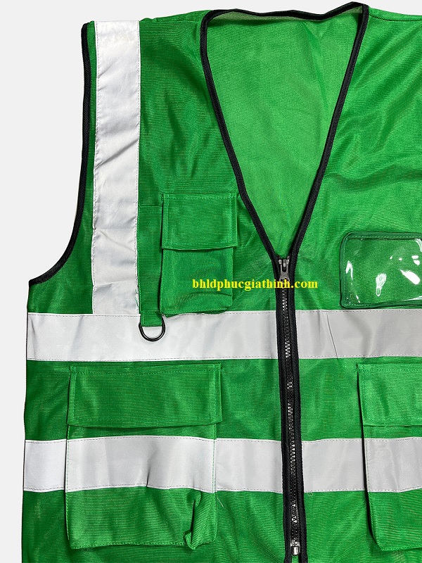 Áo lưới phản quang vải Palize 4 túi hộp màu xanh lá