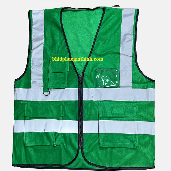 Áo lưới phản quang vải Palize 4 túi hộp màu xanh lá