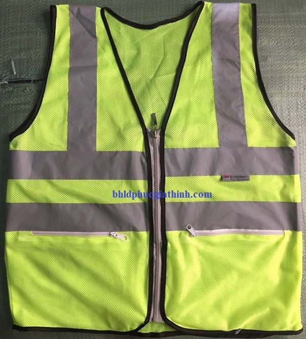 Áo lưới phản quang 3 dây kéo có túi