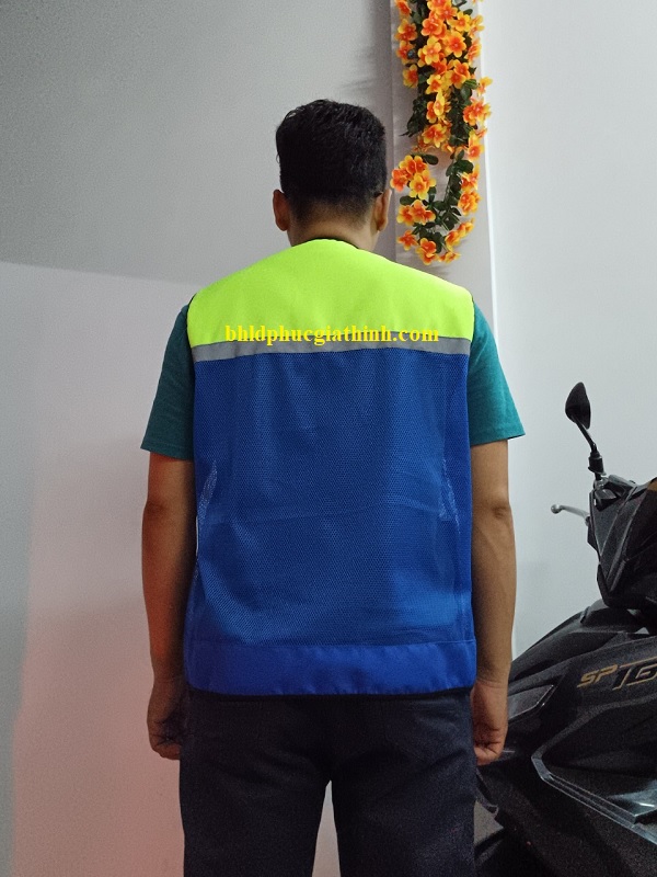 Áo bảo hộ Ghi lê phản quang 4 túi hộp vải Ford phối màu
