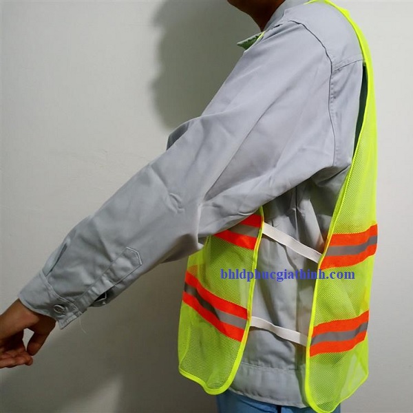Áo lưới 4 sọc phản quang thun 2 bên