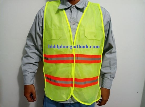 Áo lưới 4 sọc phản quang thun 2 bên