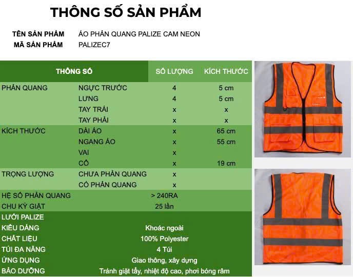 Áo lưới phản quang cao cấp có túi