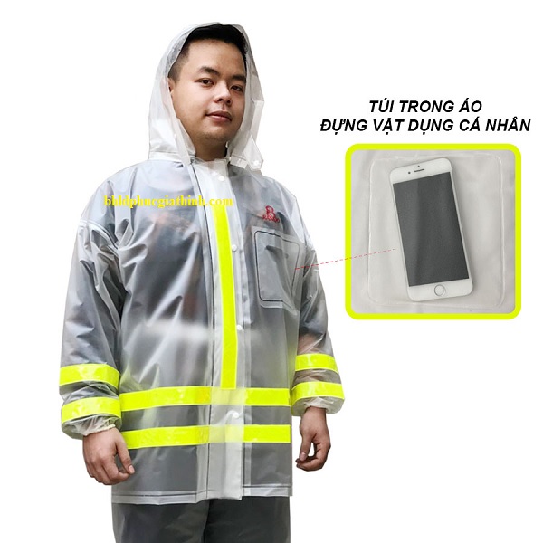 Áo mưa bộ RANDO cao cấp chất liệu PVC may phản quang