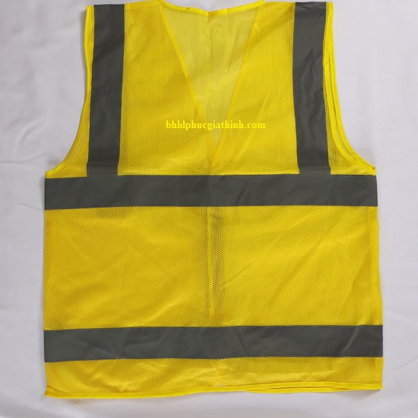 Áo lưới polyester phản quang màu vàng kiểu 3M thoáng mát