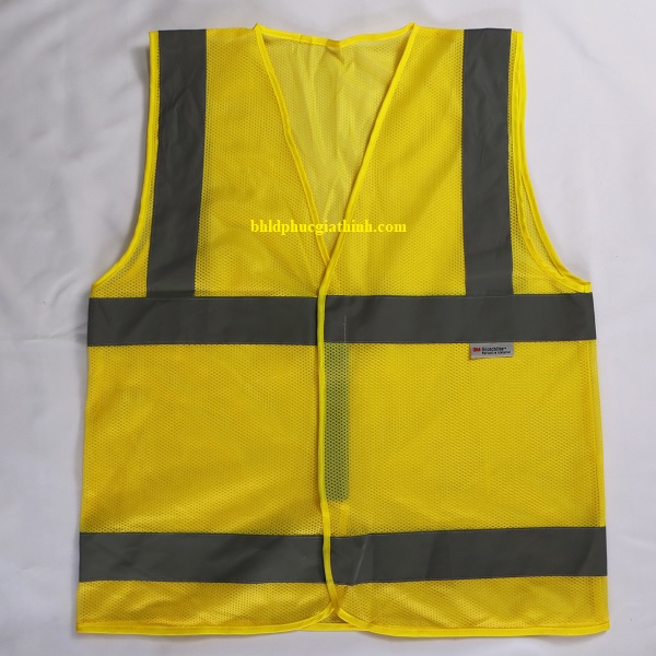 Áo lưới polyester phản quang màu vàng kiểu 3M thoáng mát