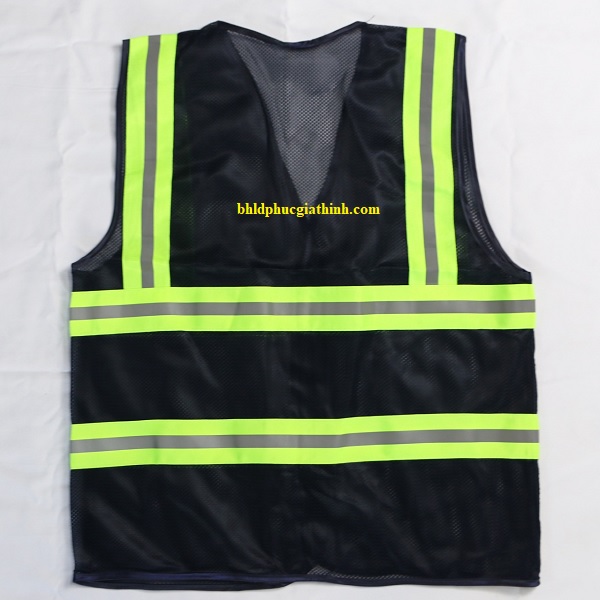 Áo lưới polyester phản quang màu xanh đen kiểu 3M thoáng mát