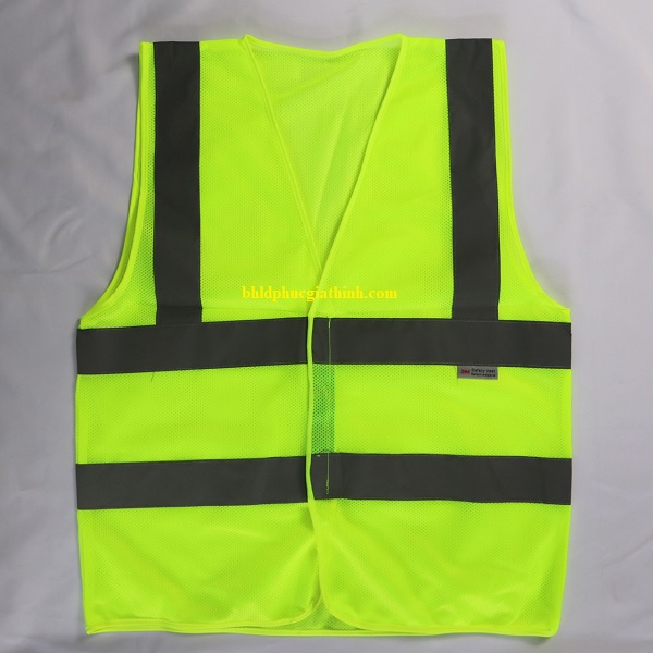 Áo lưới polyester phản quang xanh chuối kiểu 3M thoáng mát
