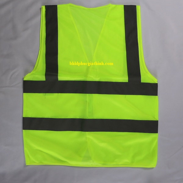 Áo lưới polyester phản quang xanh chuối kiểu 3M thoáng mát