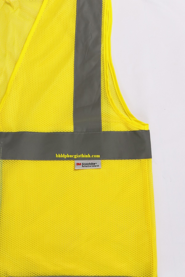 Áo lưới polyester phản quang màu vàng kiểu 3M thoáng mát