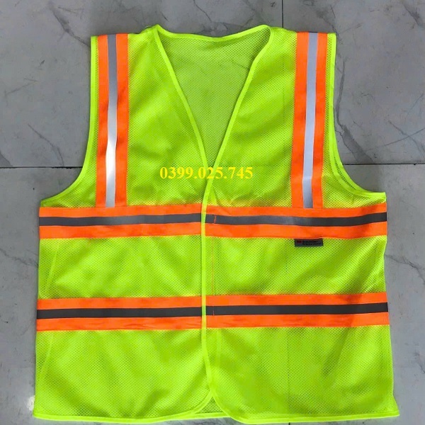 Áo lưới polyester phản quang xanh chuối kiểu 3M thoáng mát