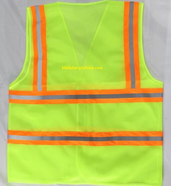 Áo lưới polyester phản quang xanh chuối kiểu 3M thoáng mát