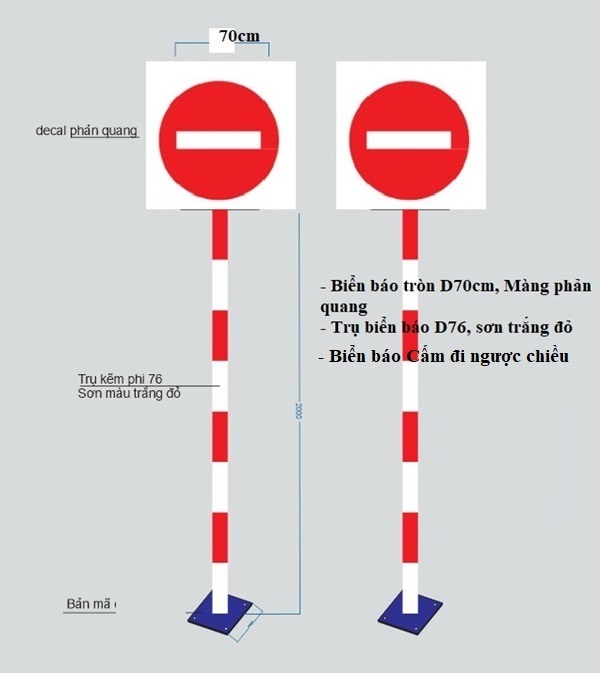 Biển báo giao thông phản quang P.102 Cấm Đi Ngược Chiều