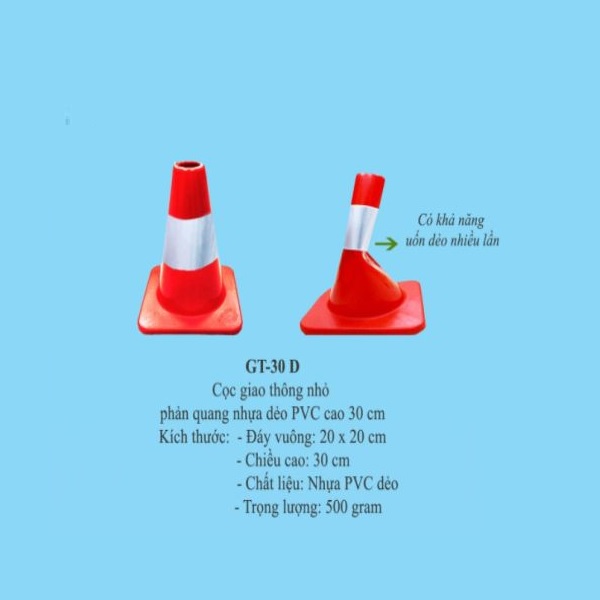 Cọc tiêu giao thông nhựa HDPE dẻo cao 30cm GT.30D có phản quang