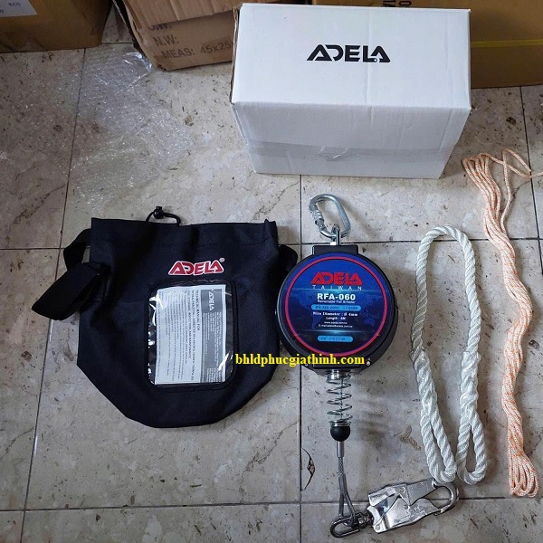 Cuộn dây hãm tự động chống rơi dài 6m Adela FRA-060 cáp thép 4mm