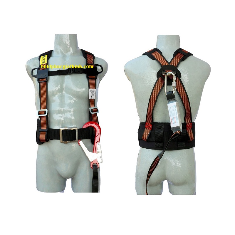Dây an toàn bán thân kiểu Hàn Quốc dây bẹ 1 móc nhôm có giảm xóc và đệm lưng