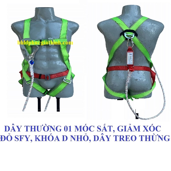 Dây an toàn toàn thân 1 móc sắt có giảm xóc đỏ SFY
