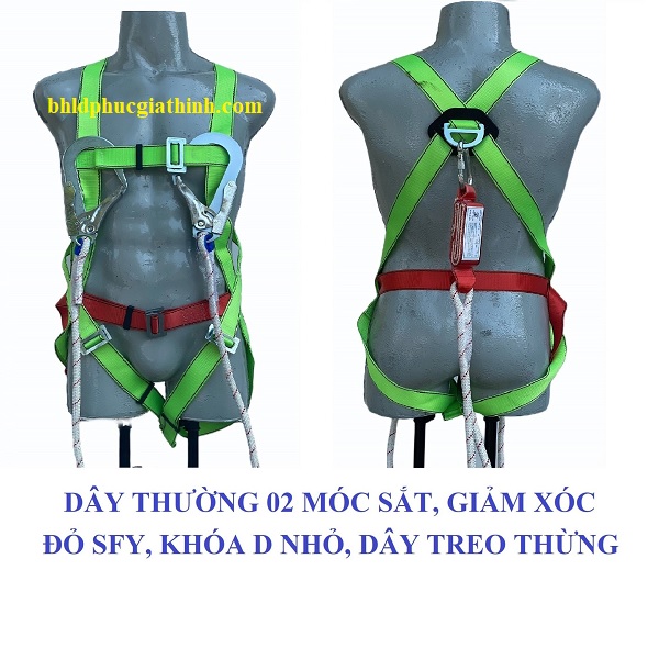 Dây an toàn toàn thân 2 móc sắt có giảm xóc đỏ SFY