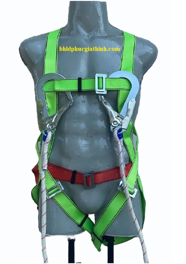 Dây an toàn toàn thân 2 móc sắt có giảm xóc đỏ SFY