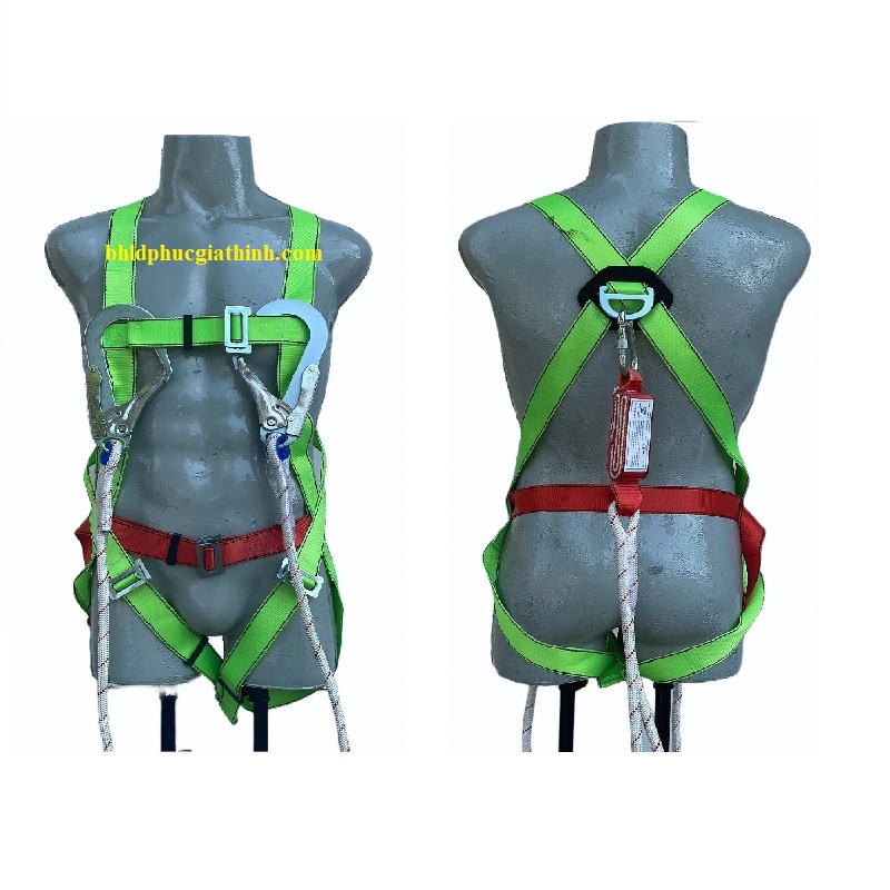 Dây an toàn toàn thân 2 móc sắt có giảm xóc đỏ SFY