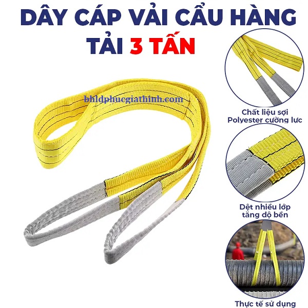 Dây cáp vải 3 tấn bản rộng 75mm Gorilla chất liệu Polyester cường lực