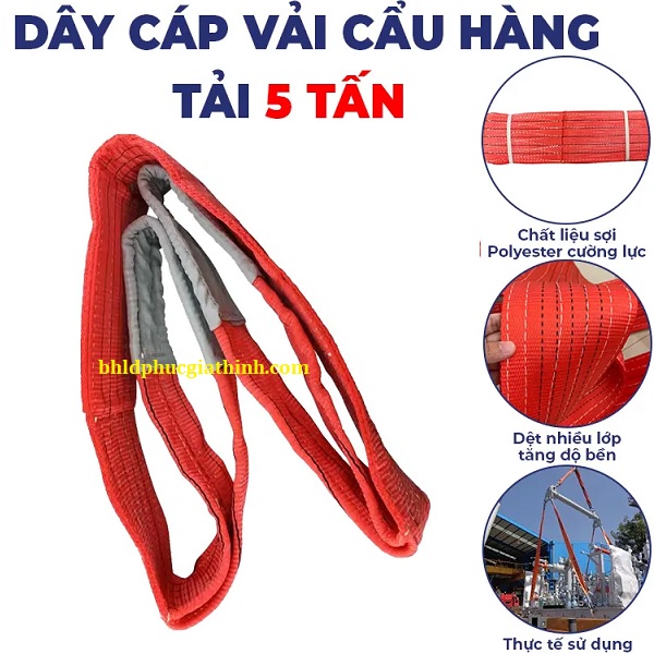 Dây cáp vải 5 tấn bản rộng 125mm Gorilla chất liệu Polyester cường lực