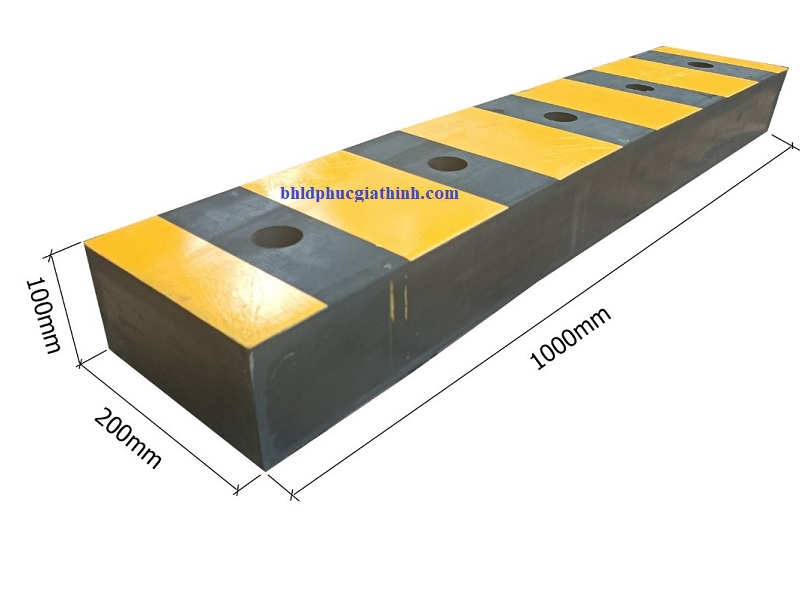 Đệm cao su chống va đập giảm chấn có phản quang kích thước 1000x200x100mm