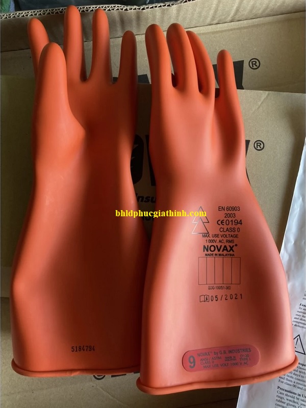 Găng Tay Cao Su Cách Điện 1000V Class 0 dài 360mm Novax Malaysia
