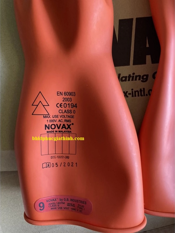 Găng Tay Cao Su Cách Điện 1000V Class 0 dài 360mm Novax Malaysia