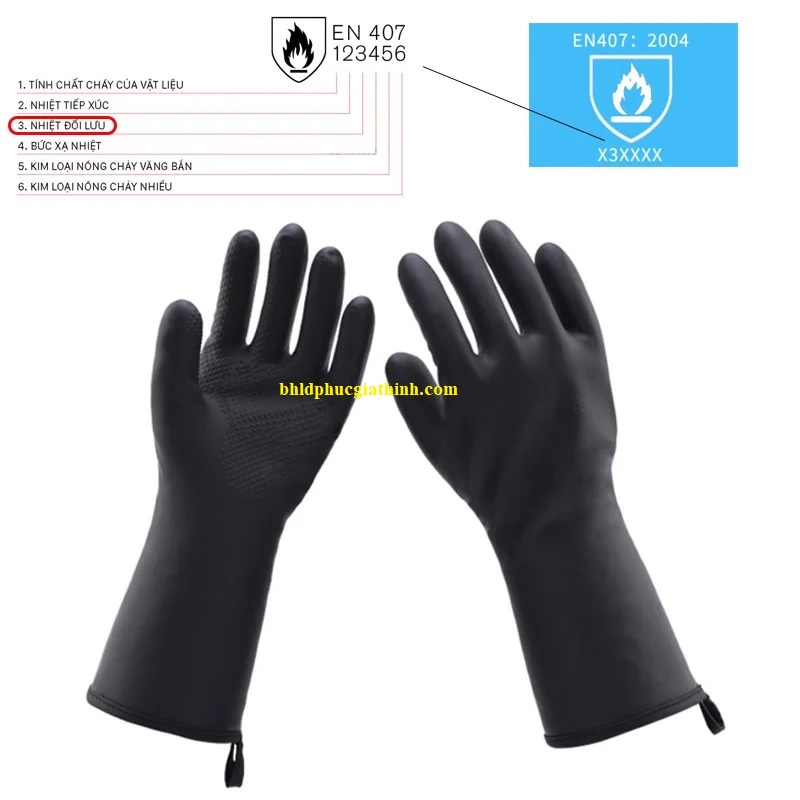 Găng tay cao su chịu nhiệt 250 độ chống nước và hoá chất