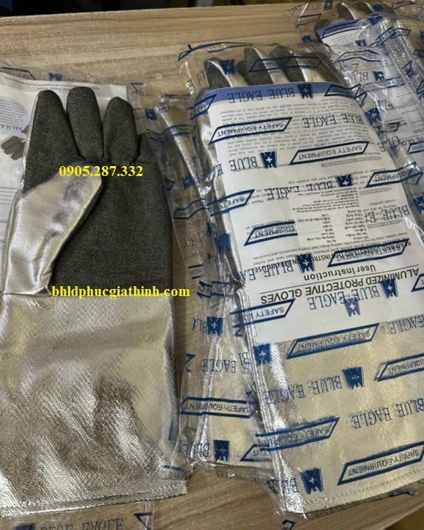 Găng tay tráng nhôm chống cháy chịu nhiệt 250 độ Blue Eagle AL145 dài 36cm