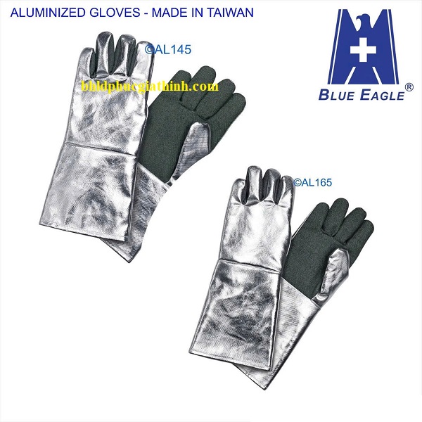 Găng tay tráng nhôm chống cháy chịu nhiệt 250 độ Blue Eagle AL145 dài 36cm